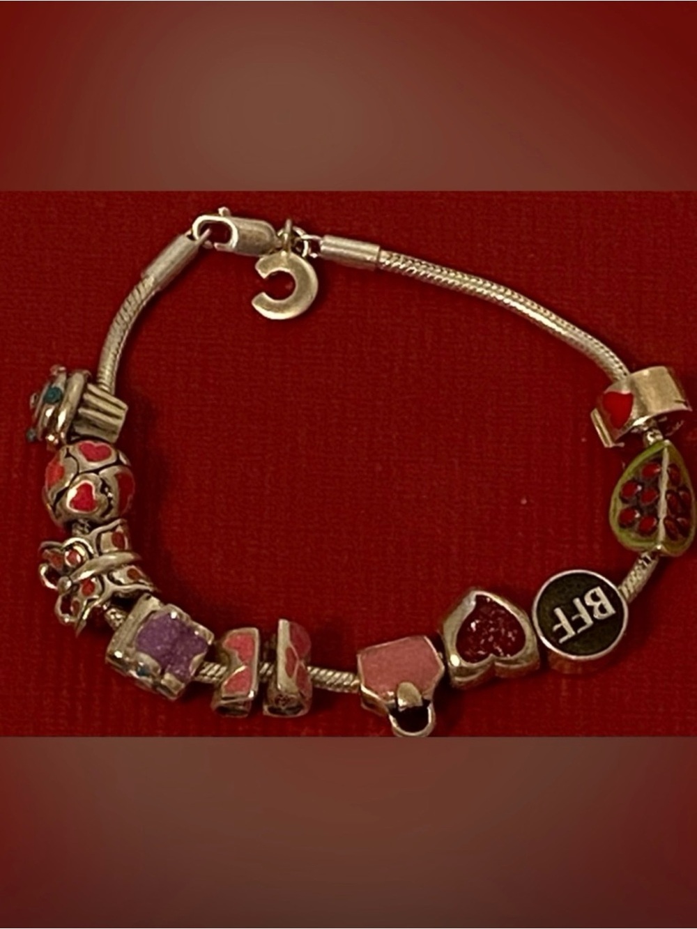 CHAMILIA BRACELET STERLING SILVER 925 CHILDS MINI CHARMS 6” SIGNED BEADS 20.7 g